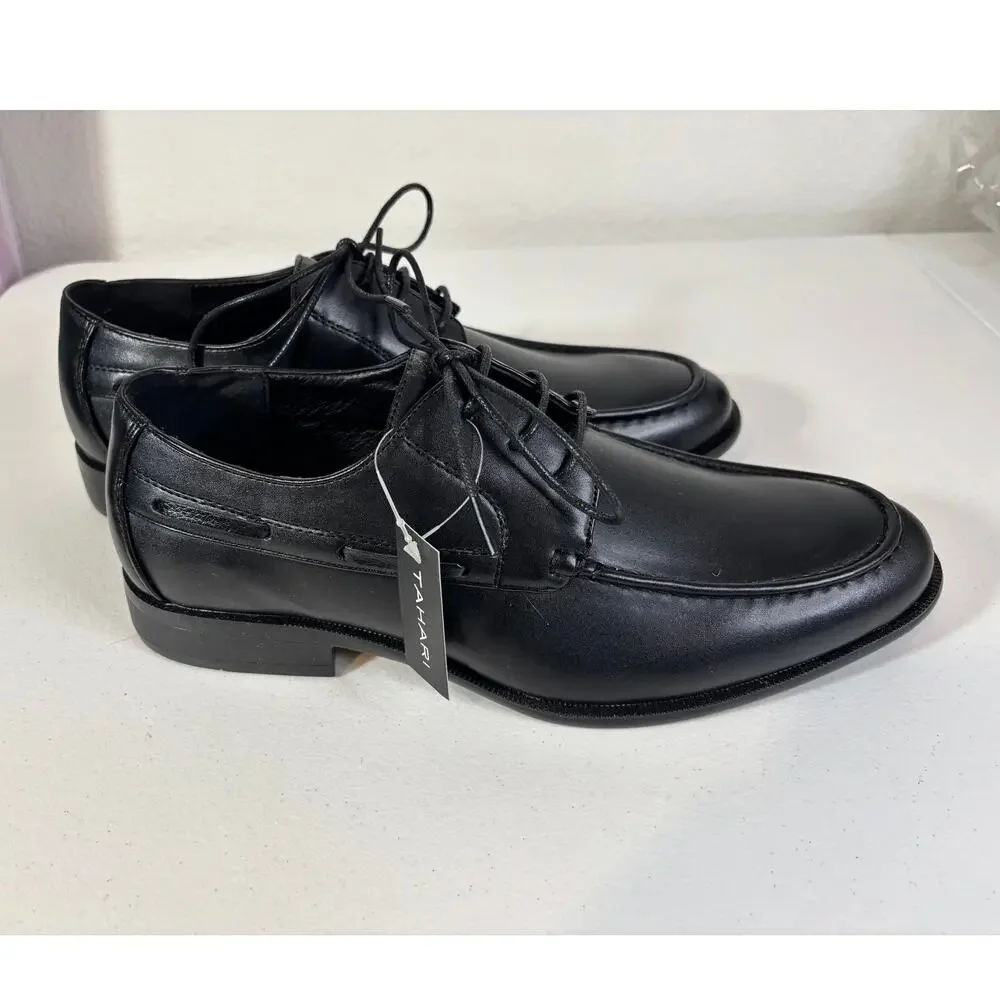 Tahari NWT Men's Size US 8.5 Black Leather Oxford Dress Shoes - Randall